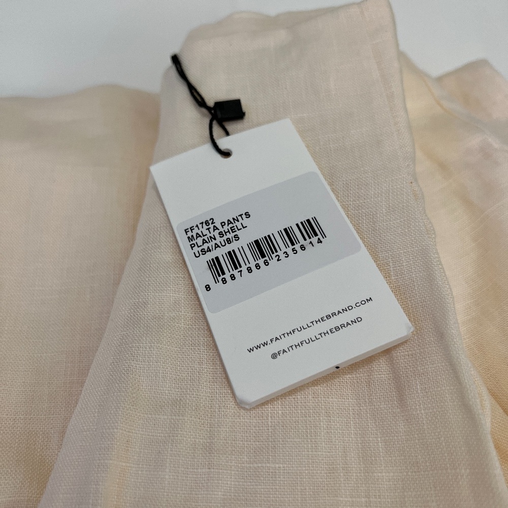 NWT - FAITHFULL THE BRAND - Malta Organic Linen Trousers Ecru - S - Picture 2 of 5